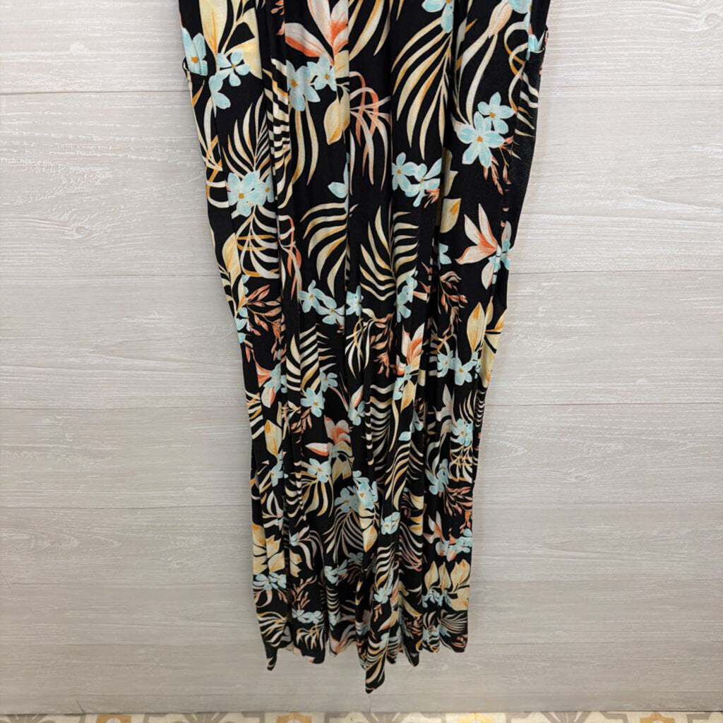 Rip Curl Black/ Multi Tropical Floral Print Jumpsuit Medium