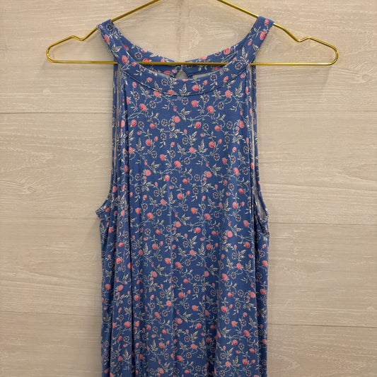 Loft Blue/ Pink Print High Neck Dress Medium