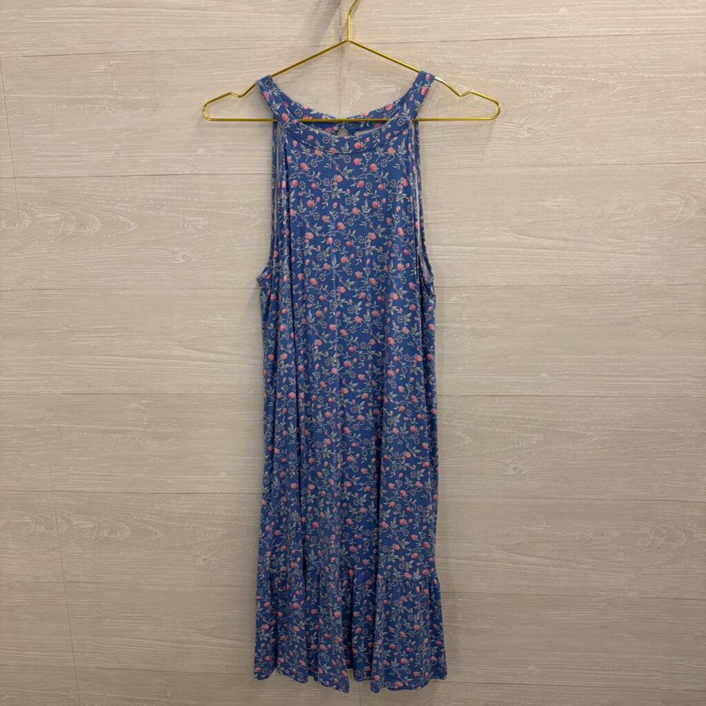 Loft Blue/ Pink Print High Neck Dress Medium