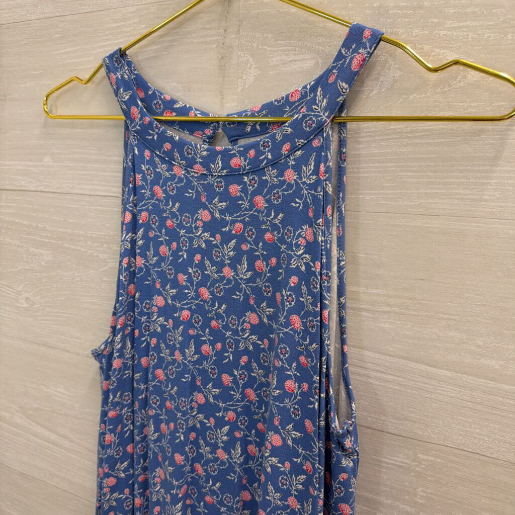 Loft Blue/ Pink Print High Neck Dress Medium
