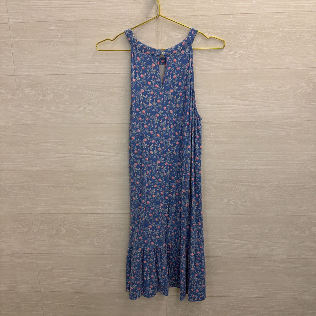 Loft Blue/ Pink Print High Neck Dress Medium