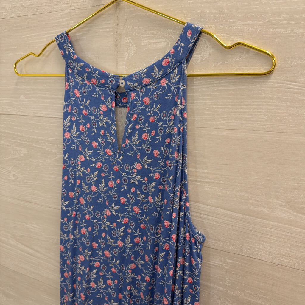 Loft Blue/ Pink Print High Neck Dress Medium