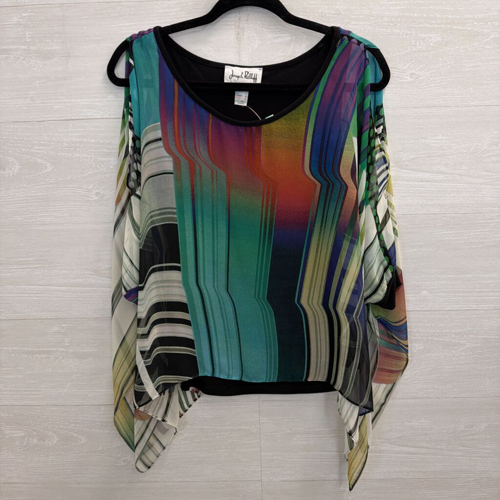 Joseph Ribkoff Black/ Multi Print Flowy Top 4