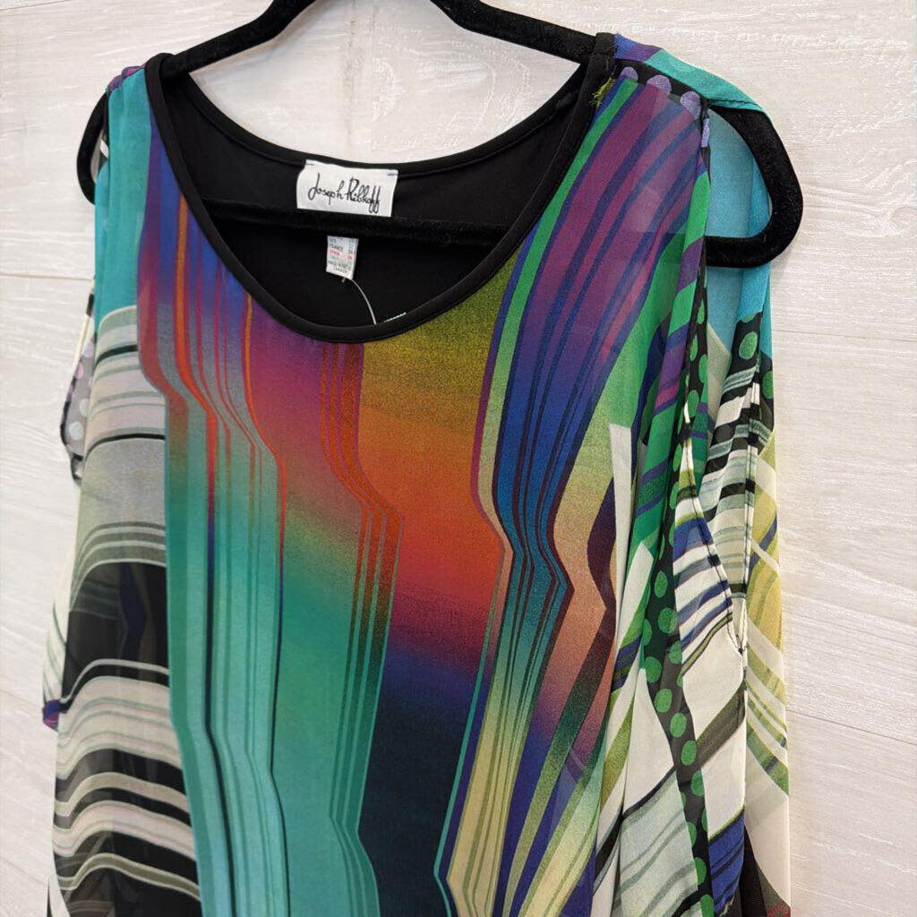 Joseph Ribkoff Black/ Multi Print Flowy Top 4