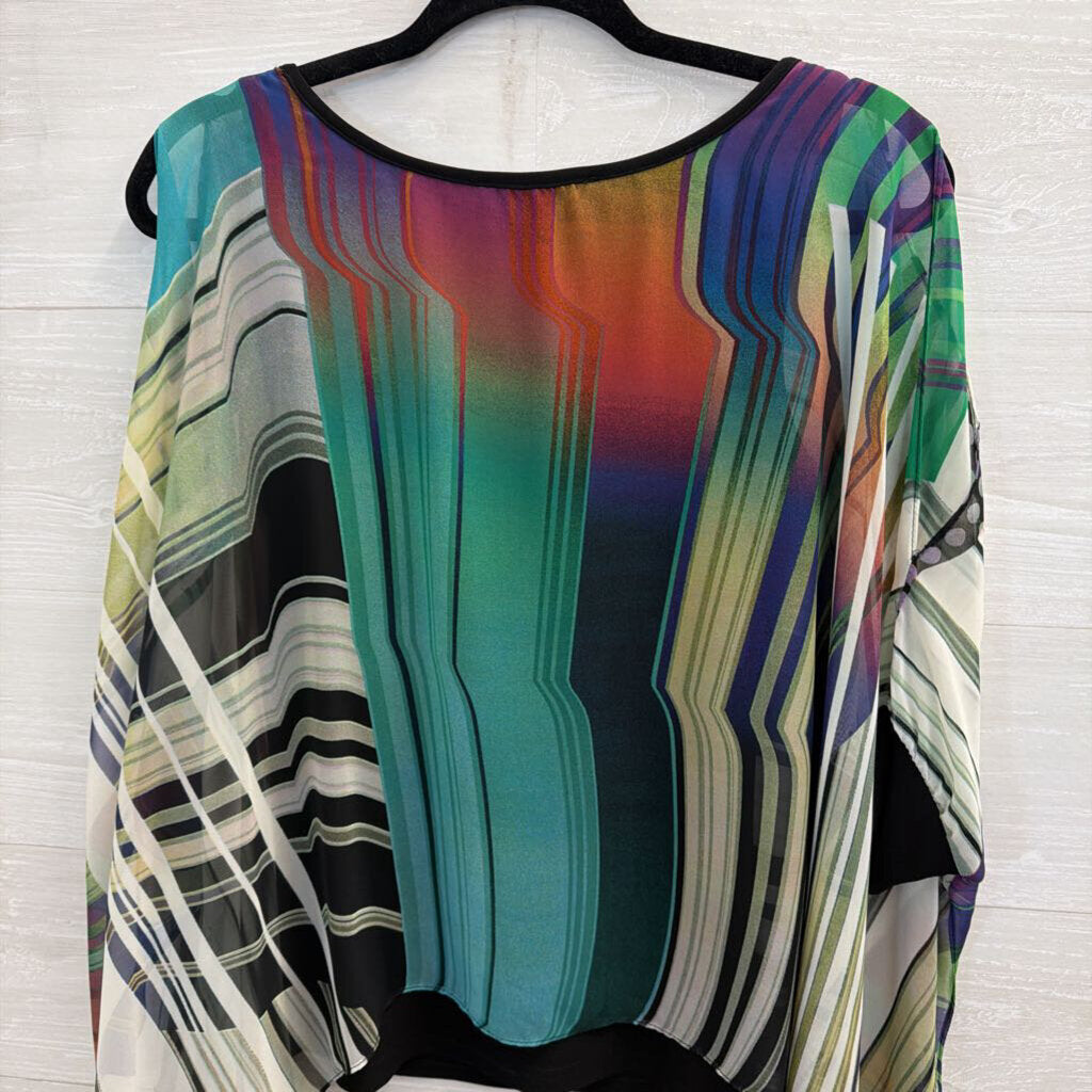 Joseph Ribkoff Black/ Multi Print Flowy Top 4