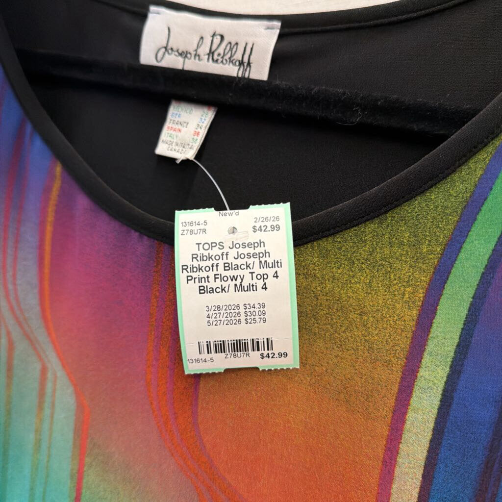 Joseph Ribkoff Black/ Multi Print Flowy Top 4
