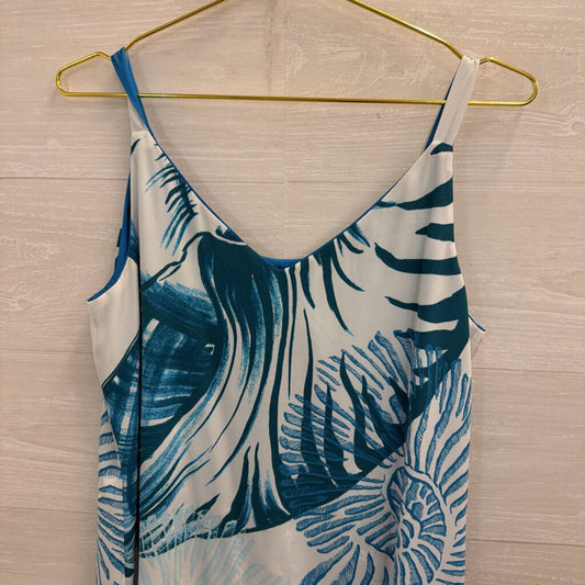 White House Black Market Blue/ White Silky Reversible Tank Top Small