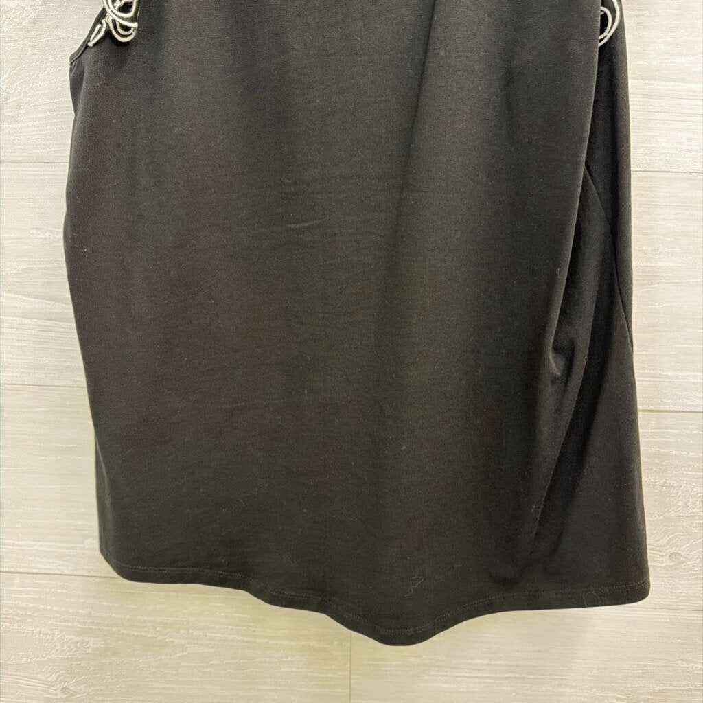 Chicos Black/ White Eyelet Short Sleeve Top Medium