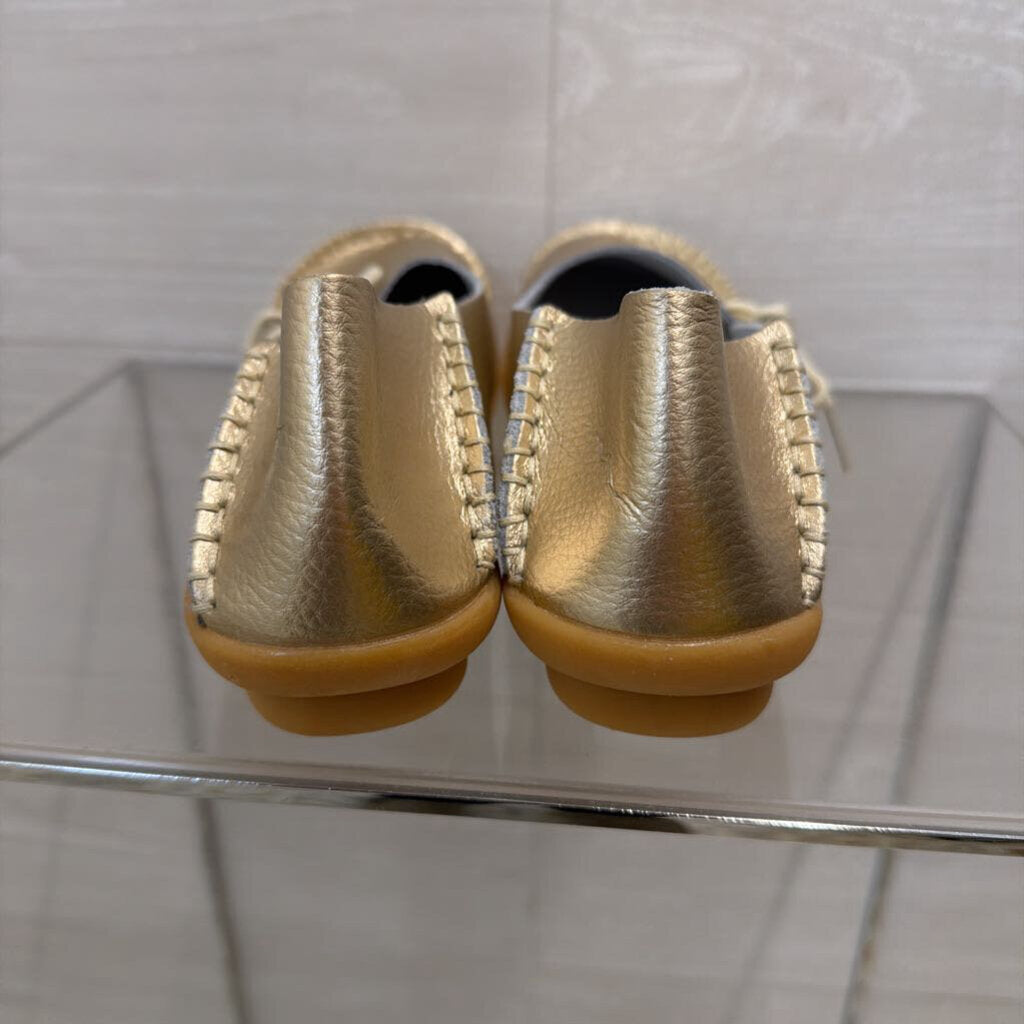 Gold Leather Slipper Loafers 39