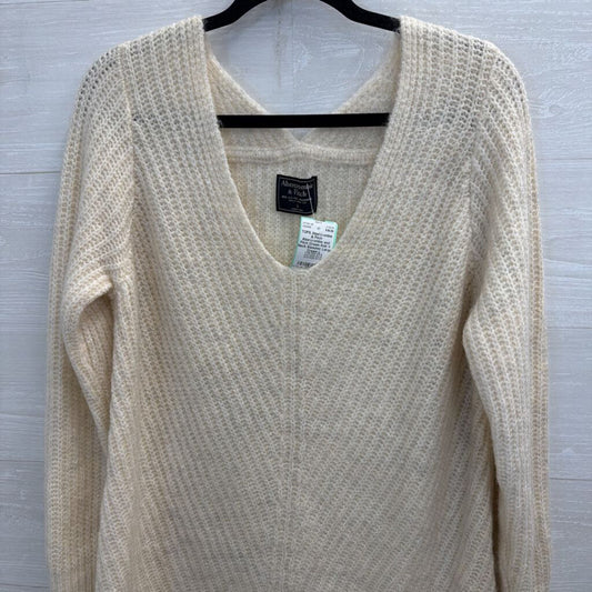 Abercrombie and Fitch Cream Knit V Neck Sweater Large