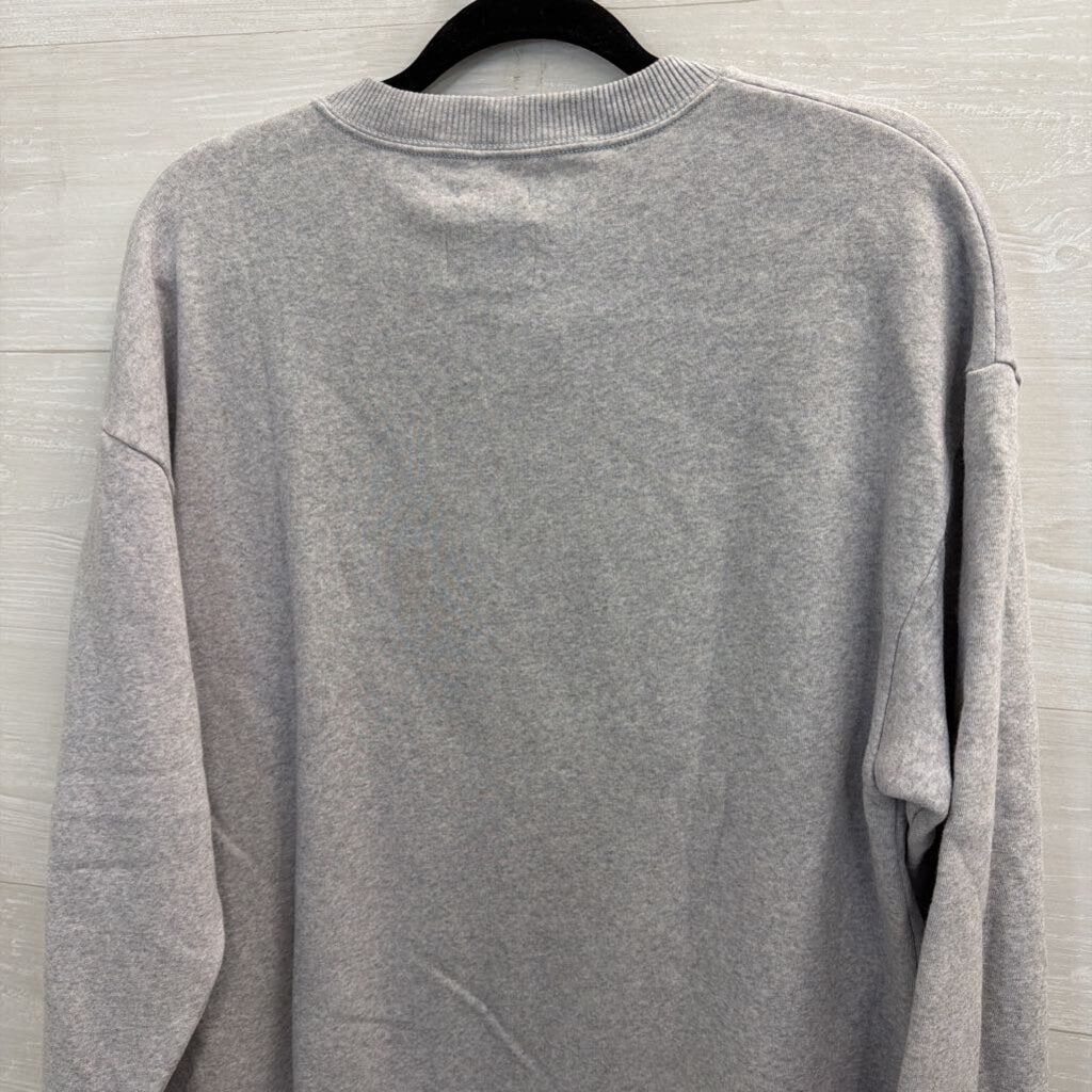 American Eagle Grey/ Multi Stripe Detail Crewneck Pullover Medium