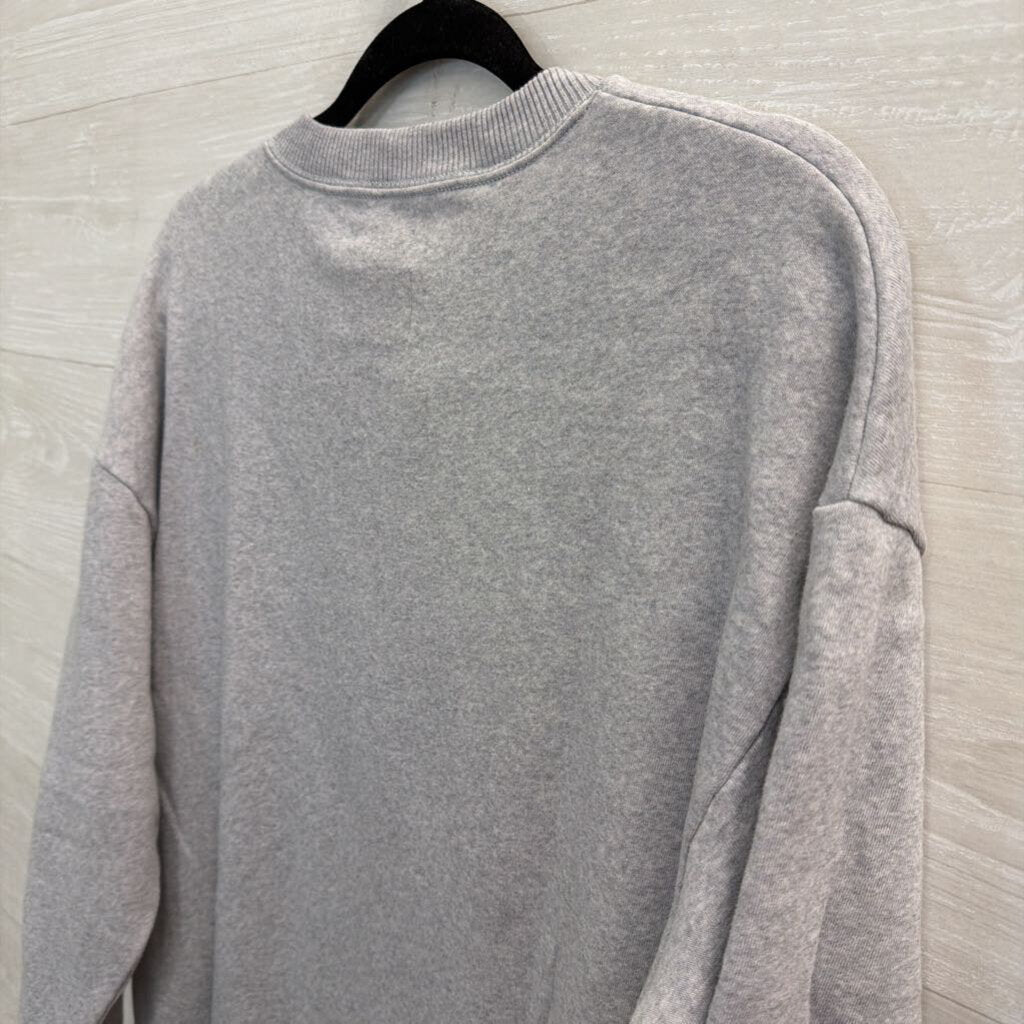 American Eagle Grey/ Multi Stripe Detail Crewneck Pullover Medium