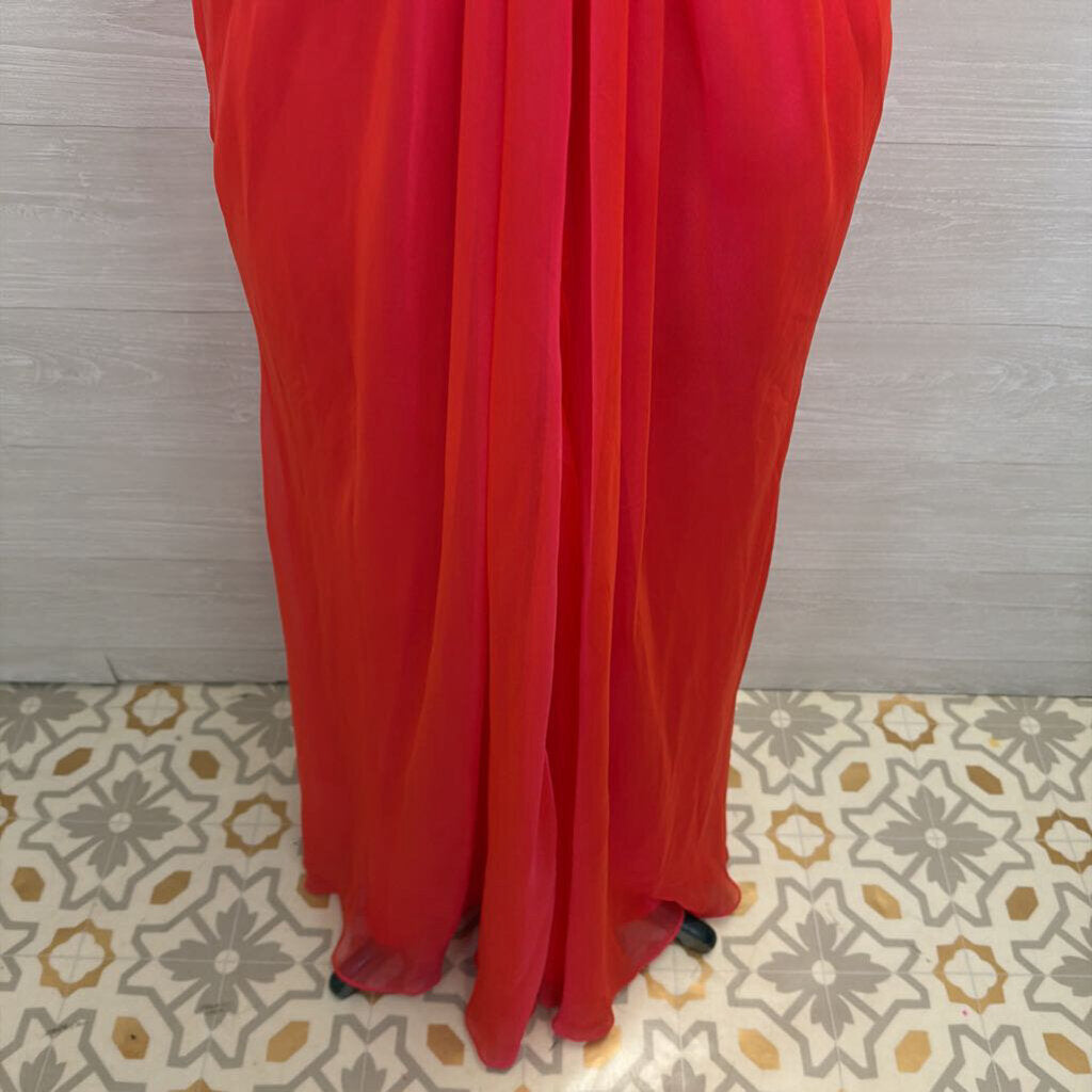 La Femme Bright Pink Chiffon Long Formal Dress 4