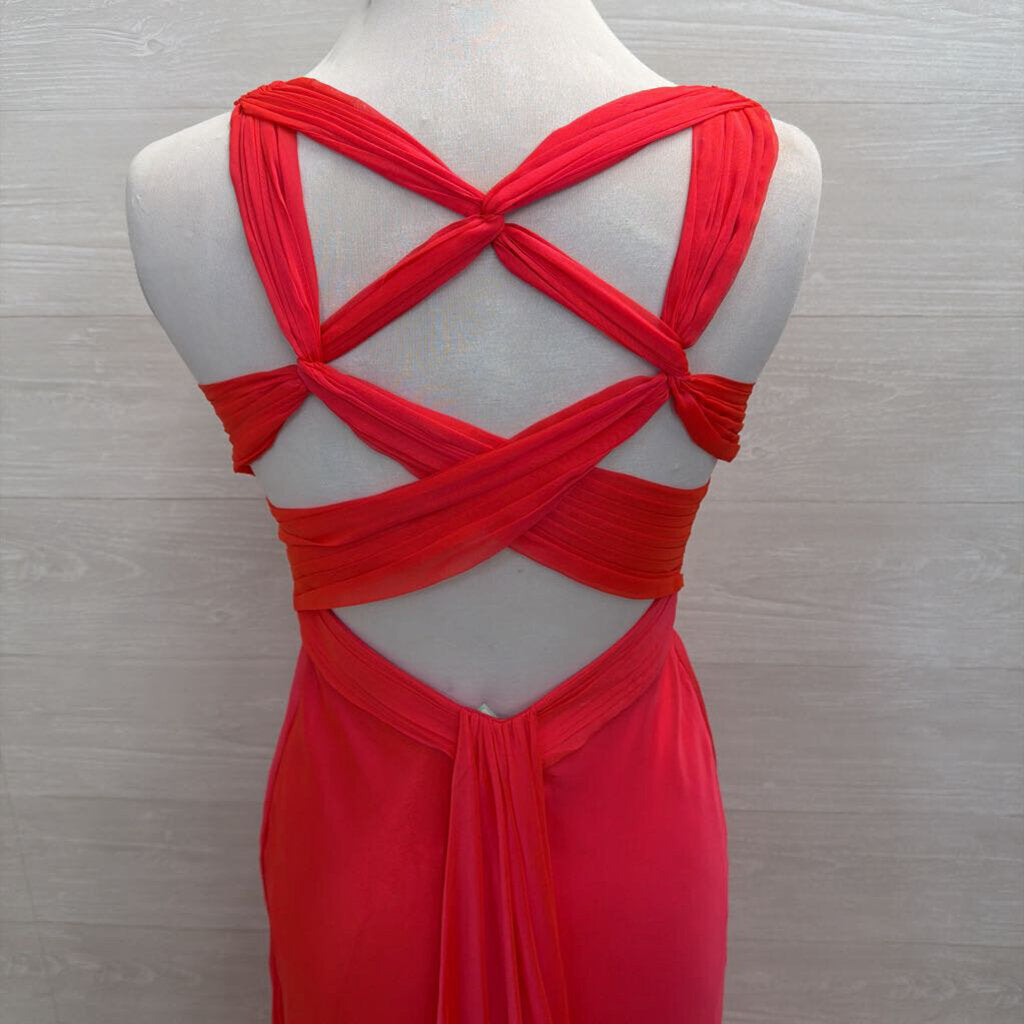 La Femme Bright Pink Chiffon Long Formal Dress 4