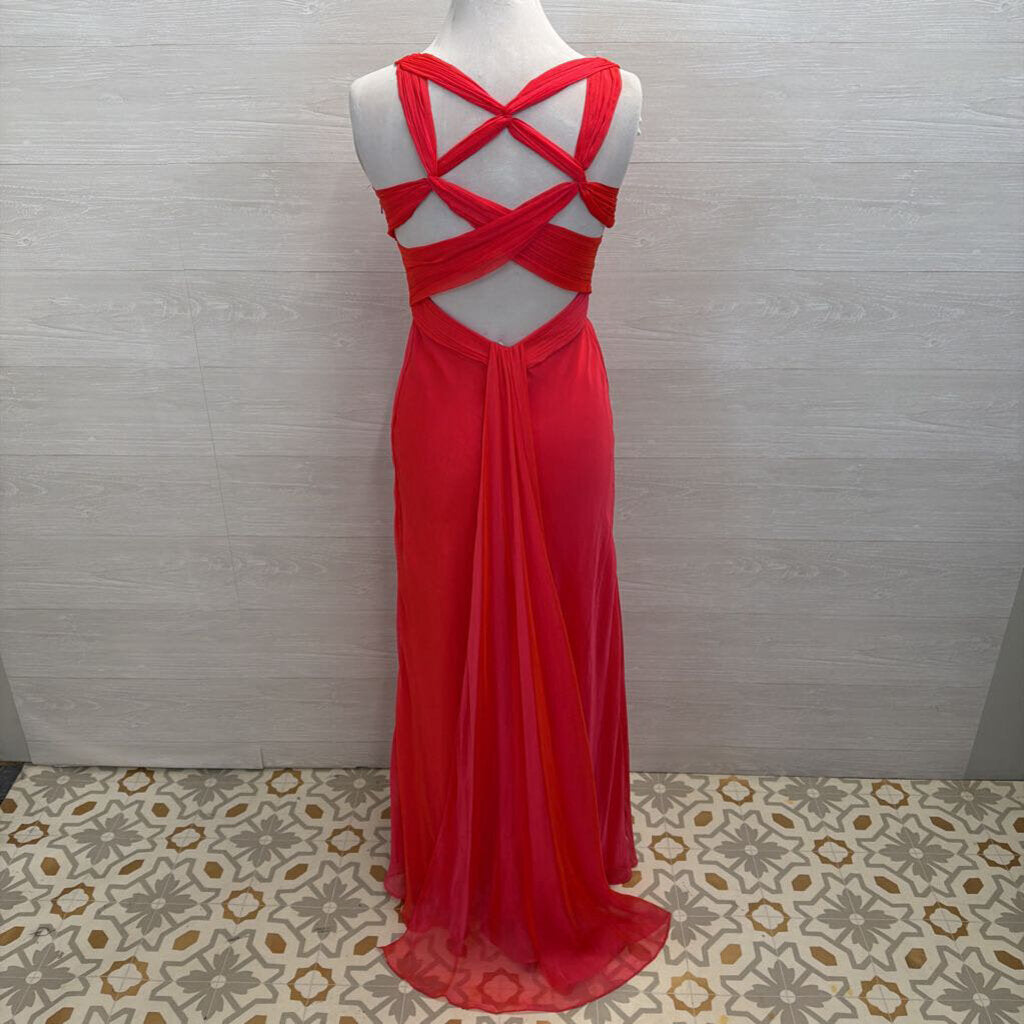 La Femme Bright Pink Chiffon Long Formal Dress 4