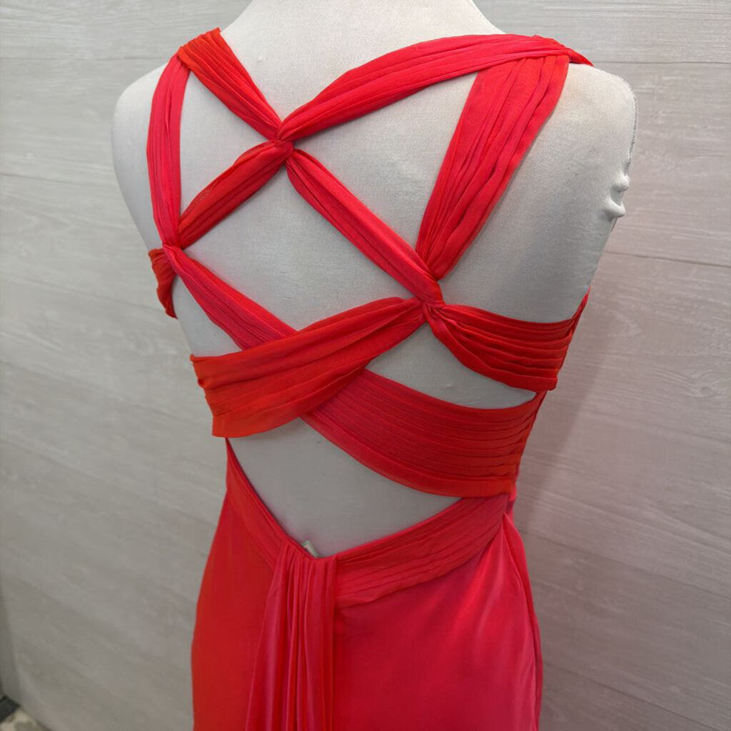 La Femme Bright Pink Chiffon Long Formal Dress 4