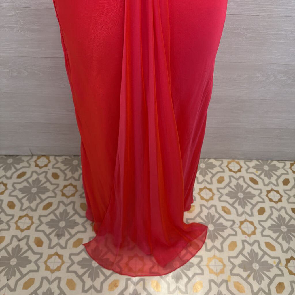 La Femme Bright Pink Chiffon Long Formal Dress 4
