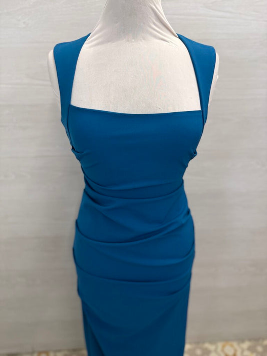 Nicole Miller Blue Ruched Detail Long Formal Dress 4