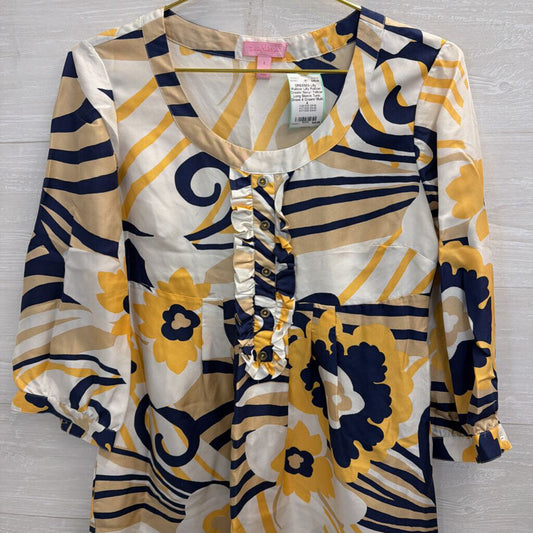 Lilly Pulitzer Cream/ Navy/ Yellow Long Sleeve Tunic Dress 4