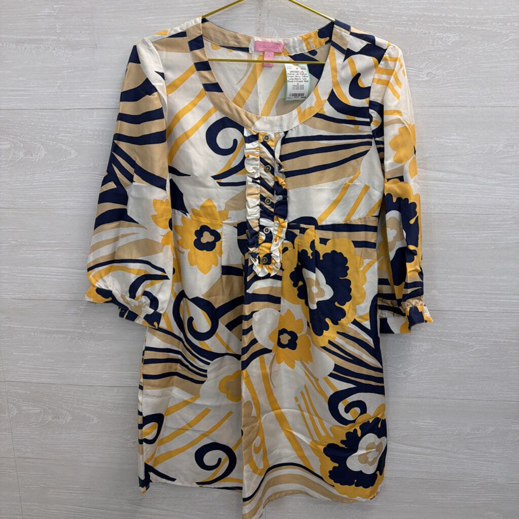 Lilly Pulitzer Cream/ Navy/ Yellow Long Sleeve Tunic Dress 4