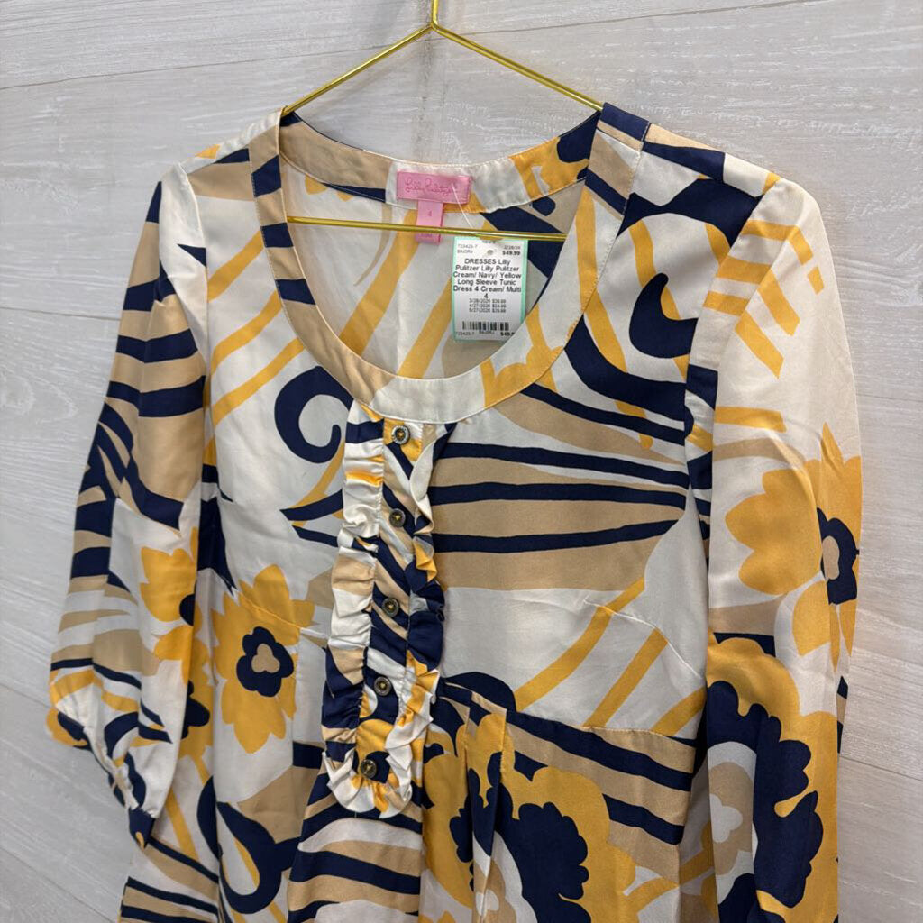 Lilly Pulitzer Cream/ Navy/ Yellow Long Sleeve Tunic Dress 4