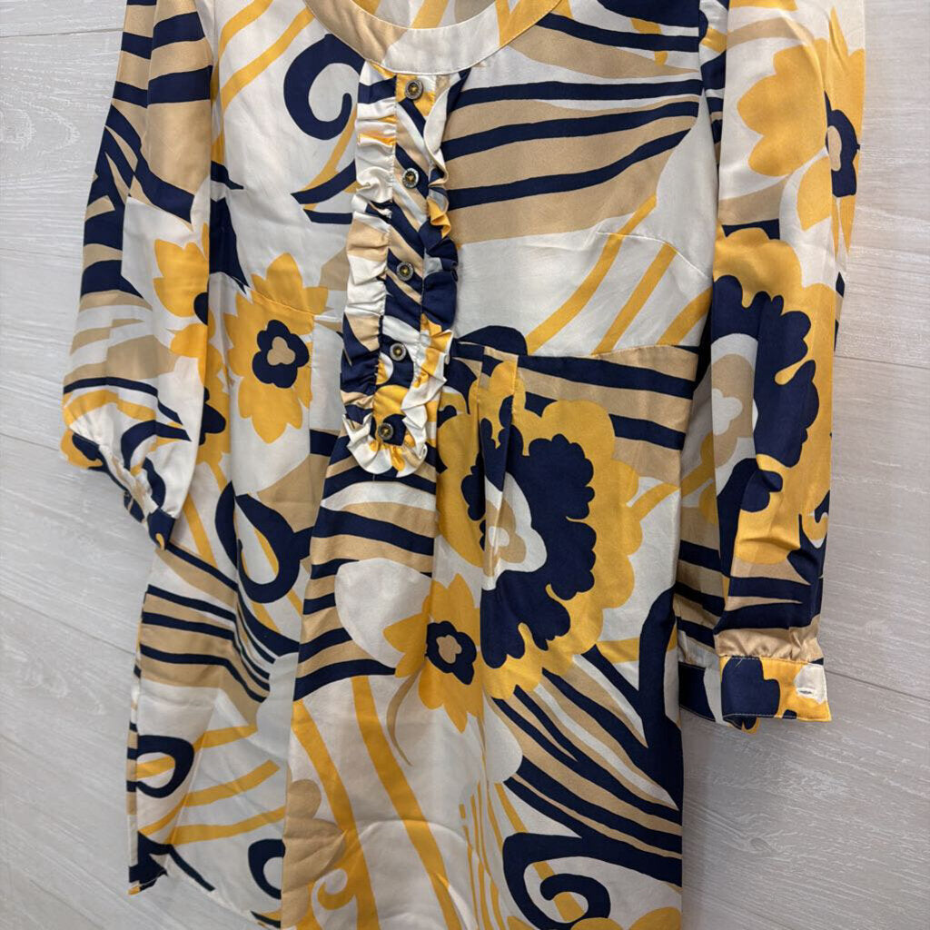 Lilly Pulitzer Cream/ Navy/ Yellow Long Sleeve Tunic Dress 4