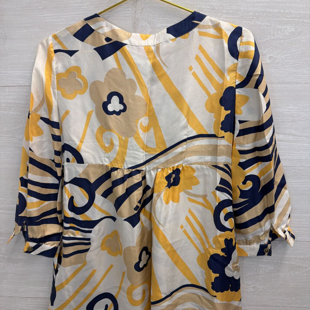 Lilly Pulitzer Cream/ Navy/ Yellow Long Sleeve Tunic Dress 4