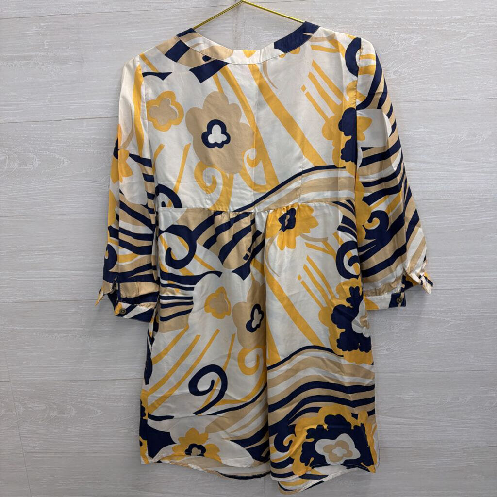 Lilly Pulitzer Cream/ Navy/ Yellow Long Sleeve Tunic Dress 4