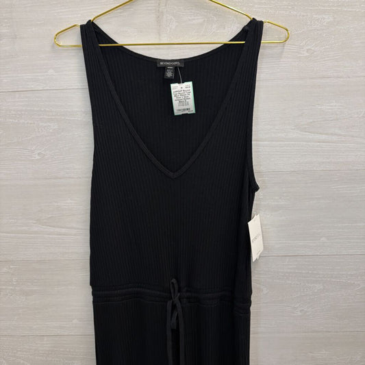Beyond Yoga Black Ribbed Tie Wast V Neck Jumpsuit Medium