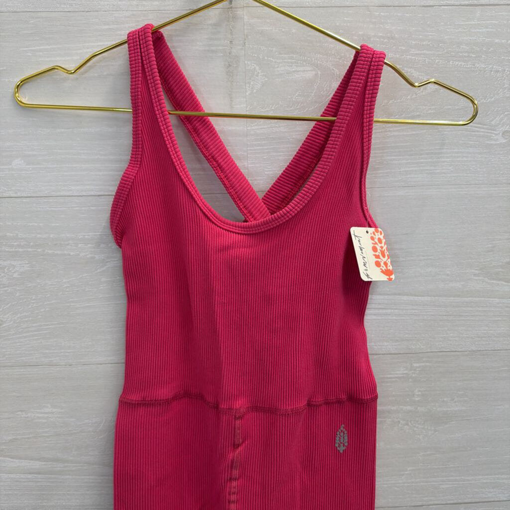FP Movement Pink Ribbed Free Throw Jumpsuit Small