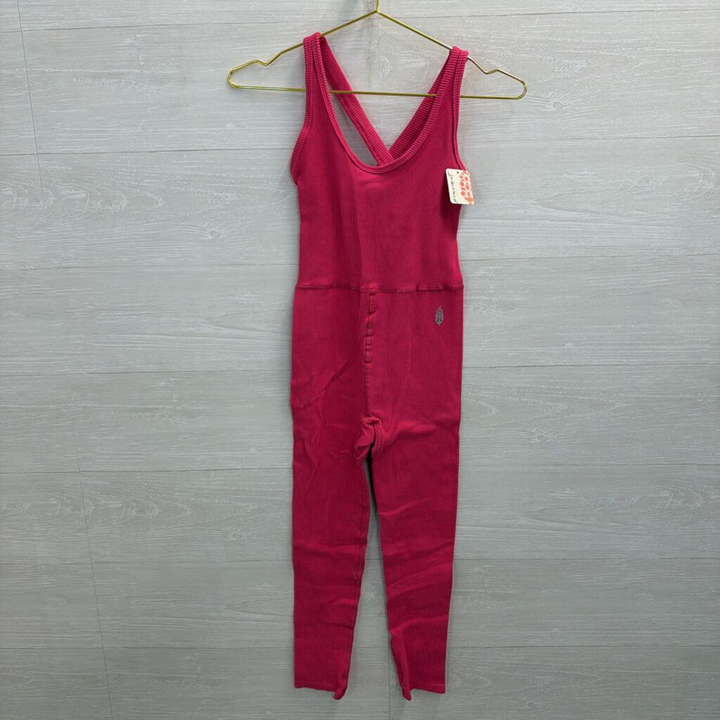 FP Movement Pink Ribbed Free Throw Jumpsuit Small