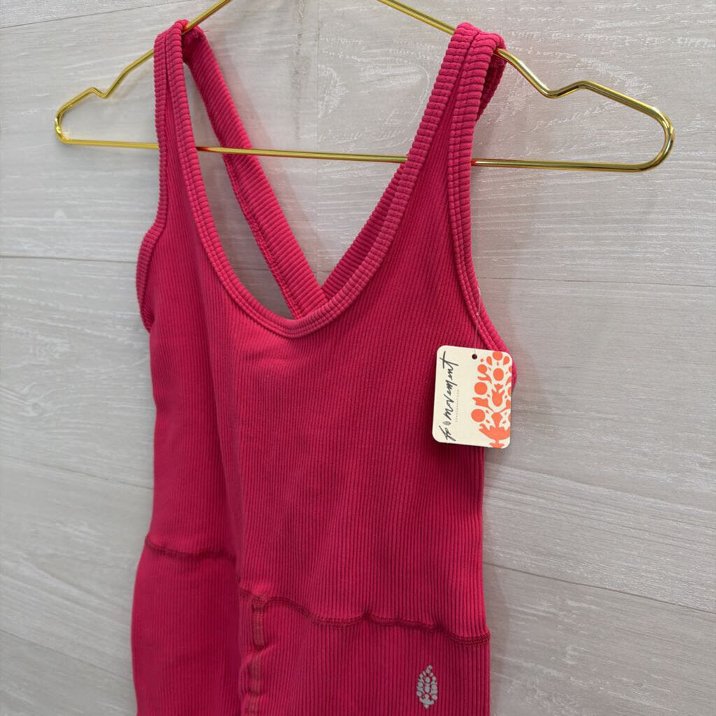 FP Movement Pink Ribbed Free Throw Jumpsuit Small