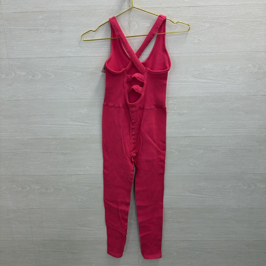 FP Movement Pink Ribbed Free Throw Jumpsuit Small