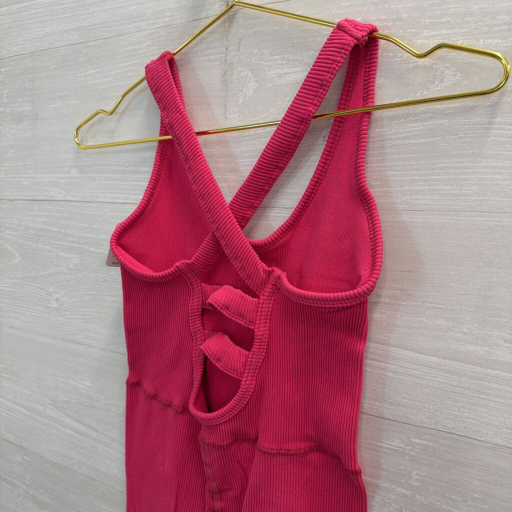 FP Movement Pink Ribbed Free Throw Jumpsuit Small