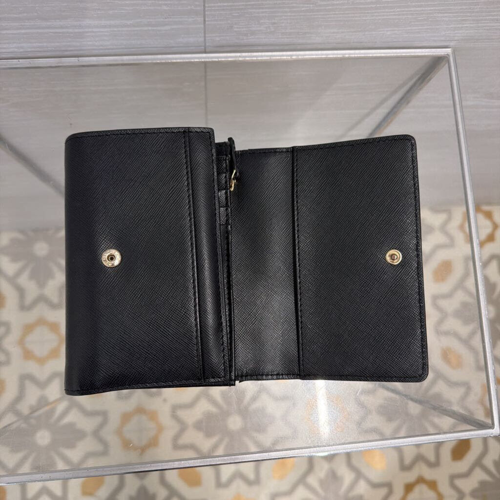 Tory Burch Black Saffiano Leather Robinson Compact Wallet