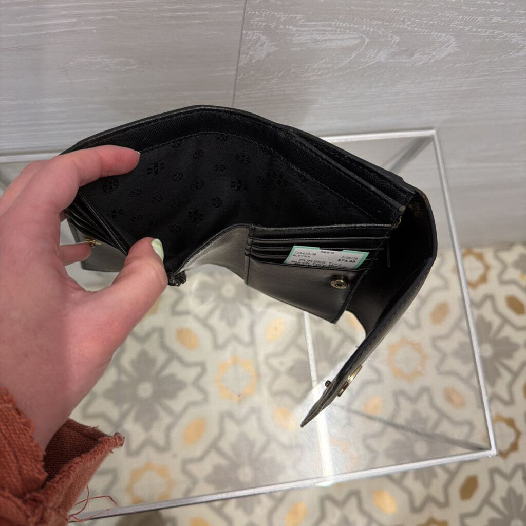 Tory Burch Black Saffiano Leather Robinson Compact Wallet