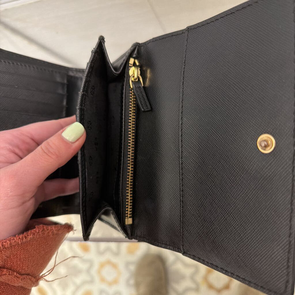 Tory Burch Black Saffiano Leather Robinson Compact Wallet
