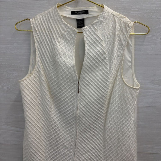 Autograph New York Textured White Zip Front Tank Top Medium