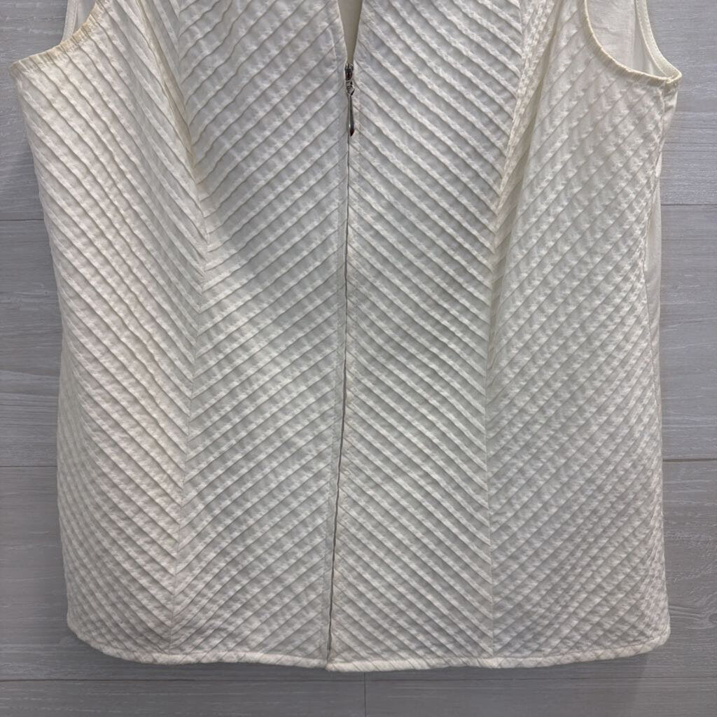 Autograph New York Textured White Zip Front Tank Top Medium