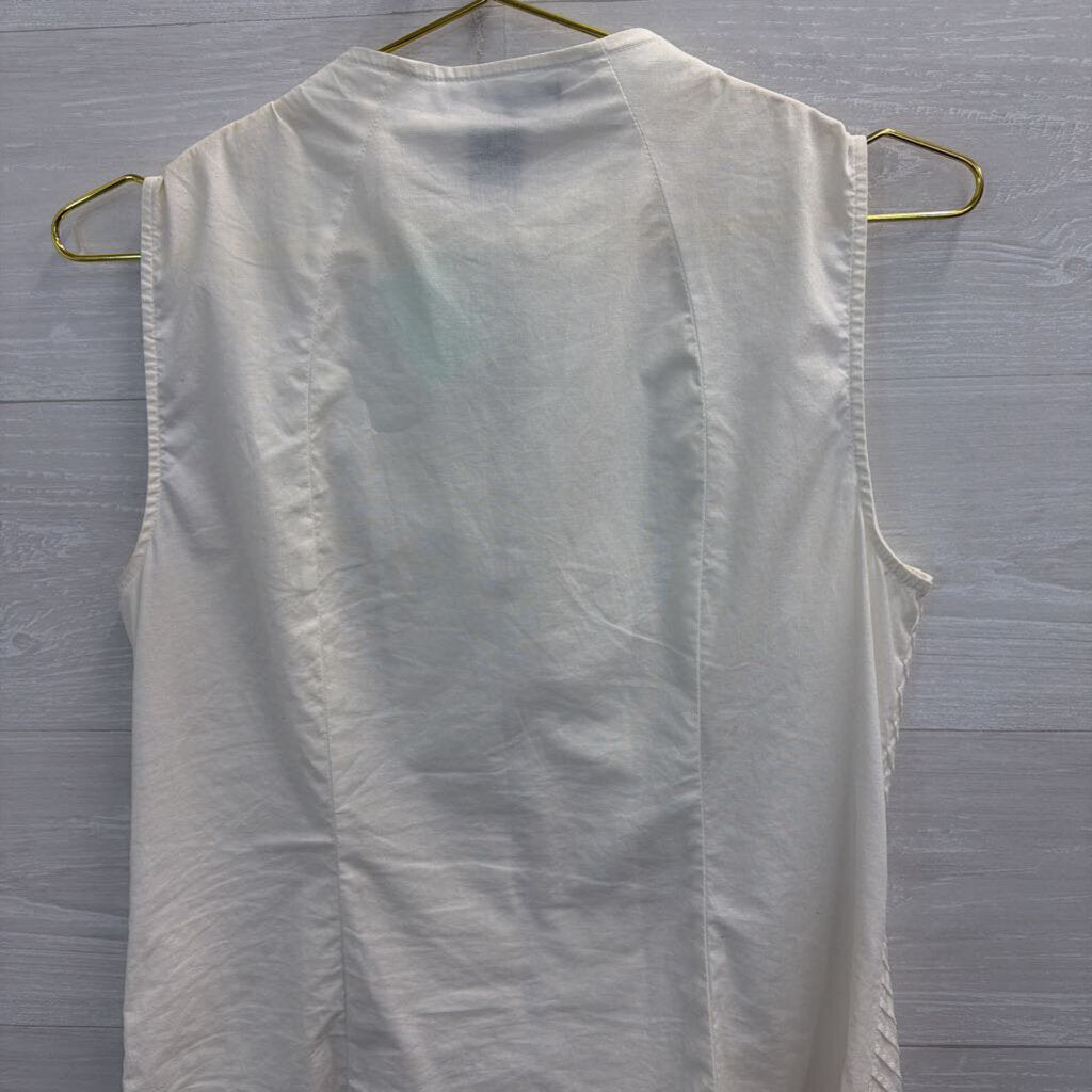 Autograph New York Textured White Zip Front Tank Top Medium