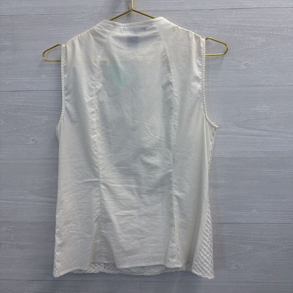 Autograph New York Textured White Zip Front Tank Top Medium