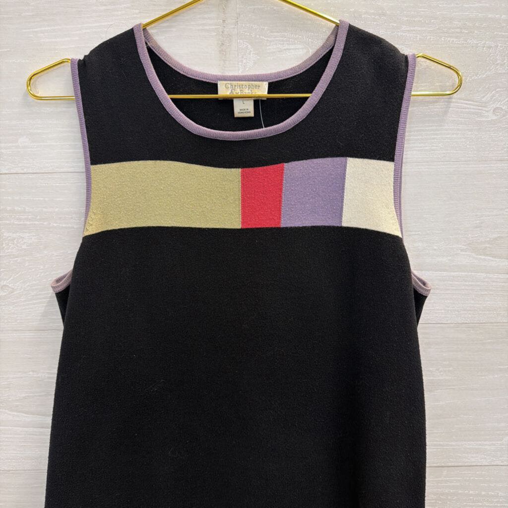 Christopher and Banks Black/ Multi Knit Tank Top Large