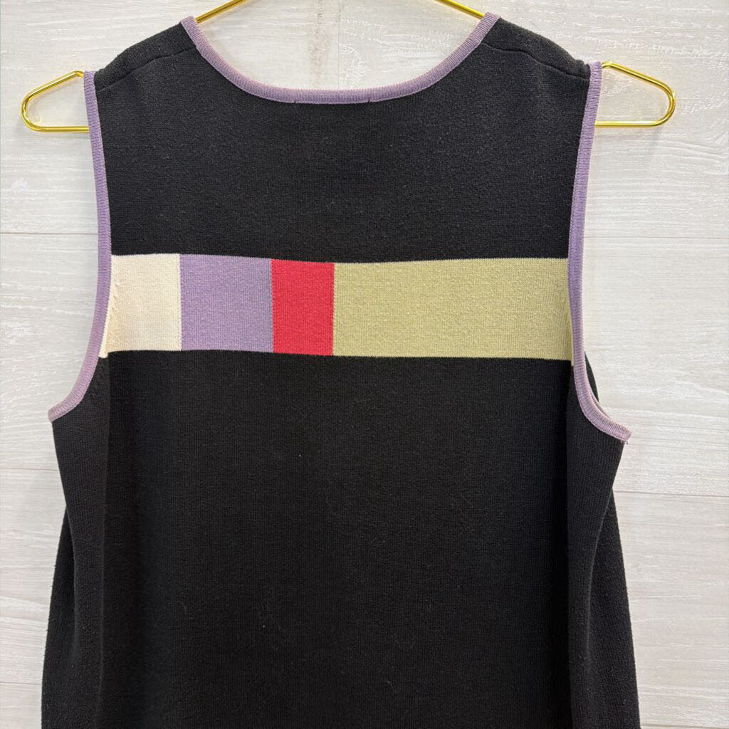 Christopher and Banks Black/ Multi Knit Tank Top Large