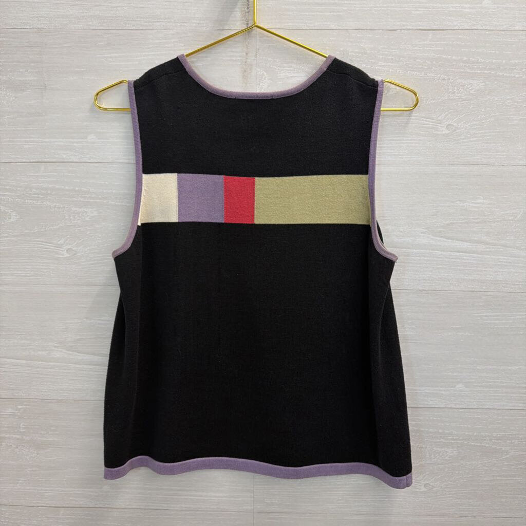 Christopher and Banks Black/ Multi Knit Tank Top Large