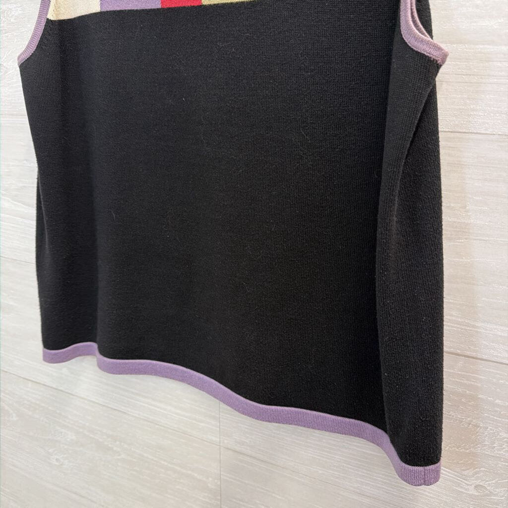 Christopher and Banks Black/ Multi Knit Tank Top Large