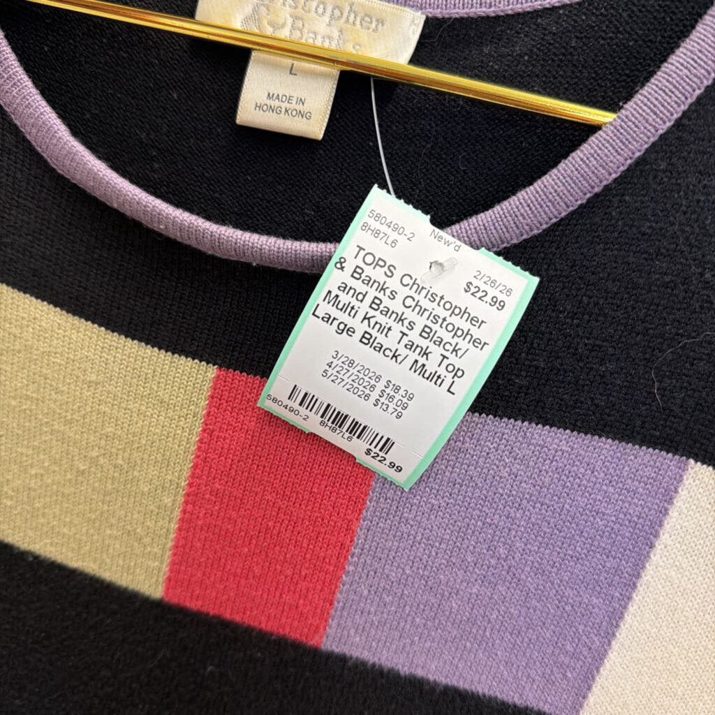 Christopher and Banks Black/ Multi Knit Tank Top Large