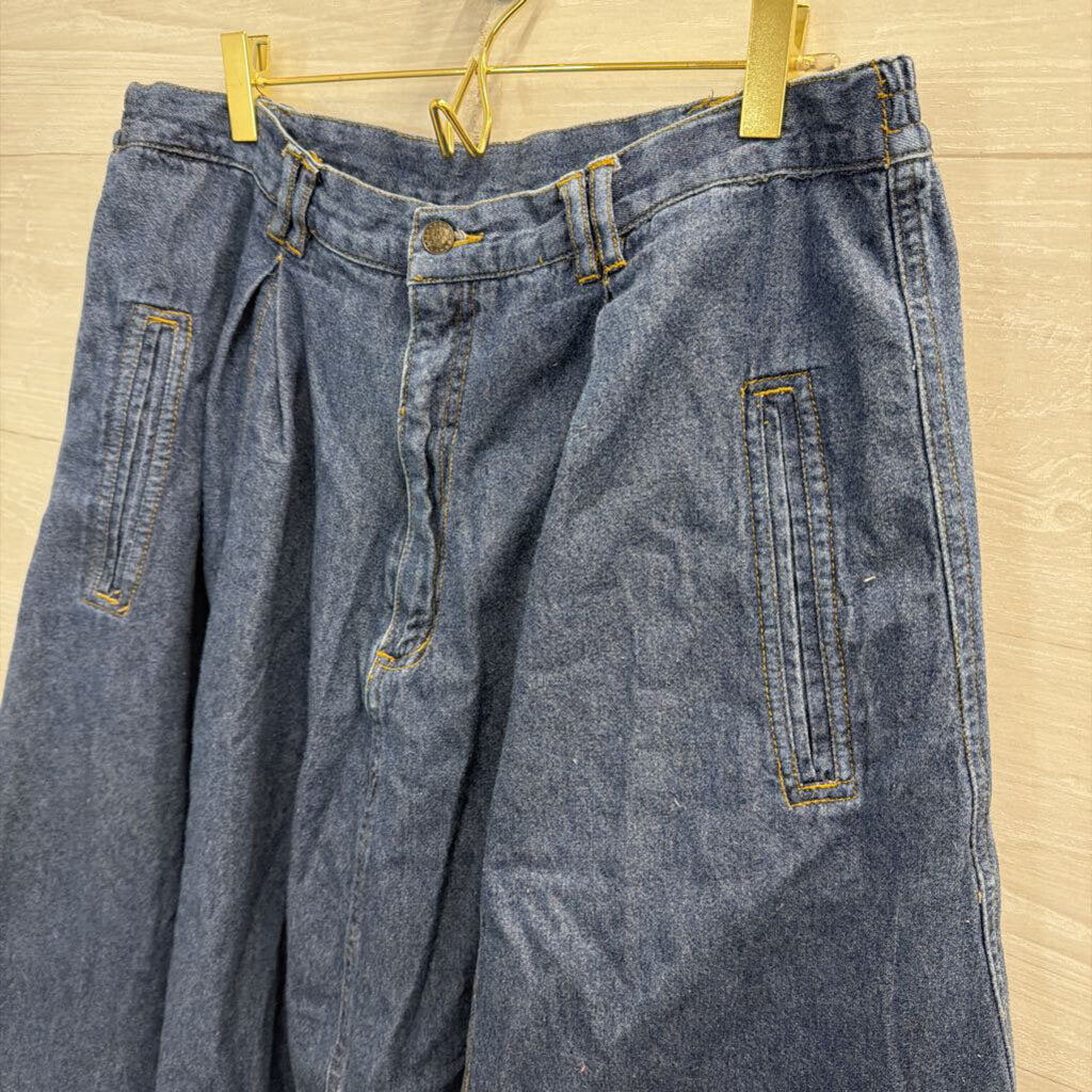 Vintage Gloria Vanderbilt Blue Denim Pleated Midi Skirt 20W