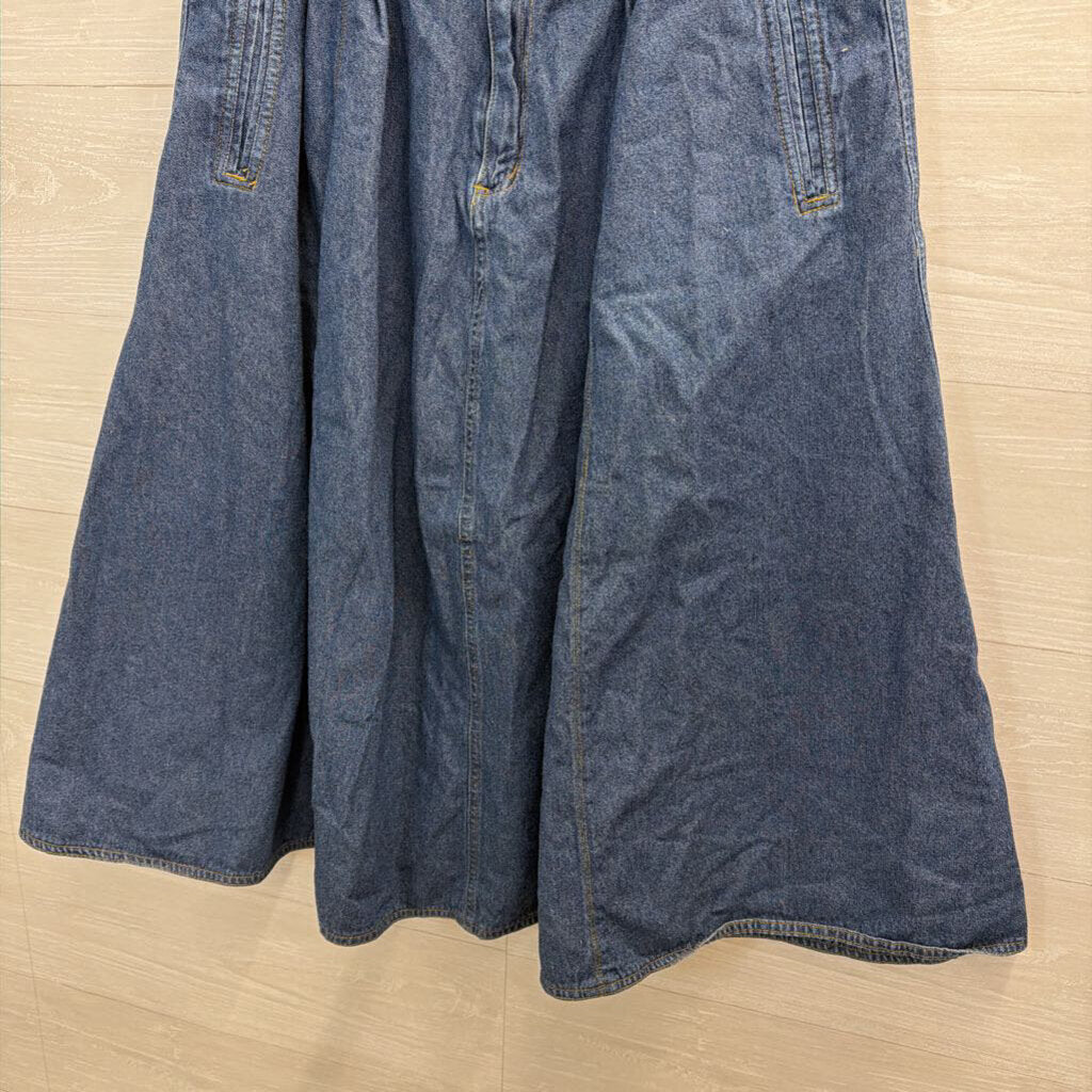 Vintage Gloria Vanderbilt Blue Denim Pleated Midi Skirt 20W