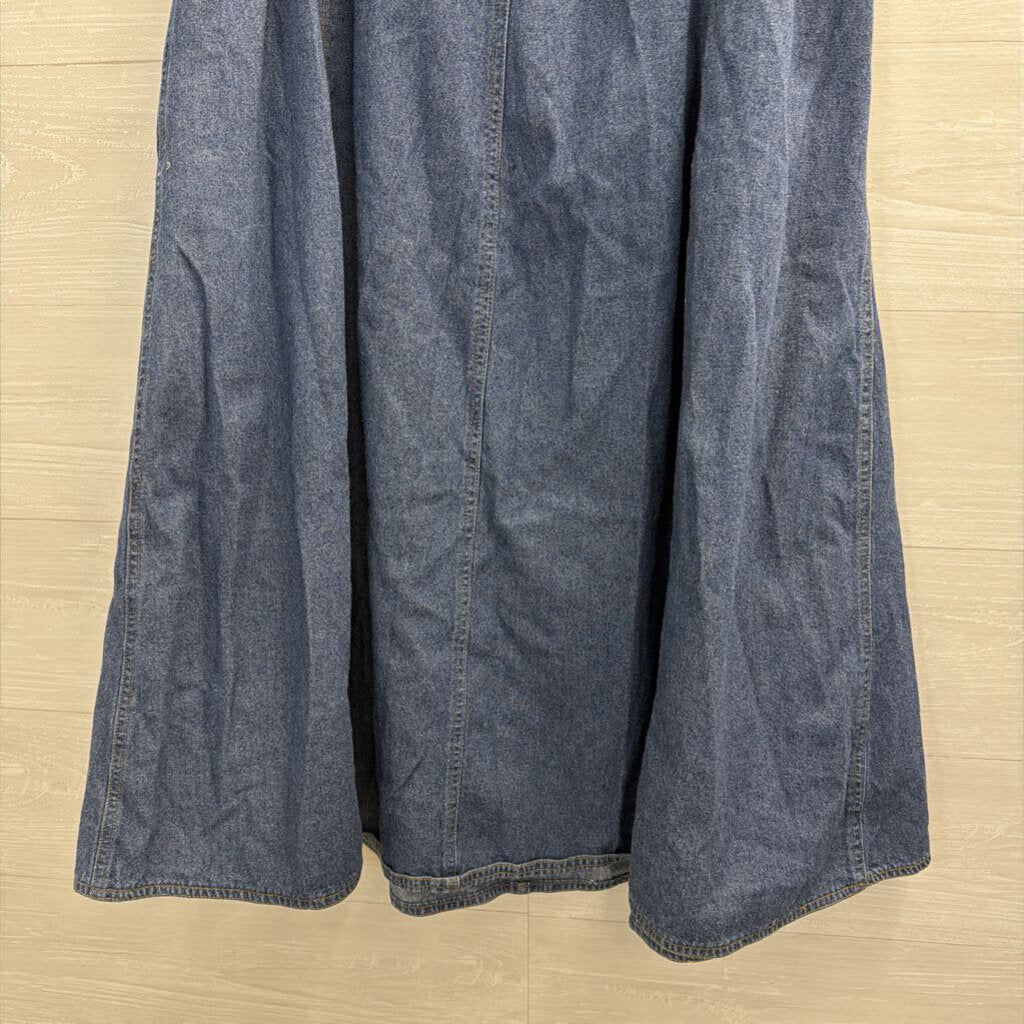 Vintage Gloria Vanderbilt Blue Denim Pleated Midi Skirt 20W