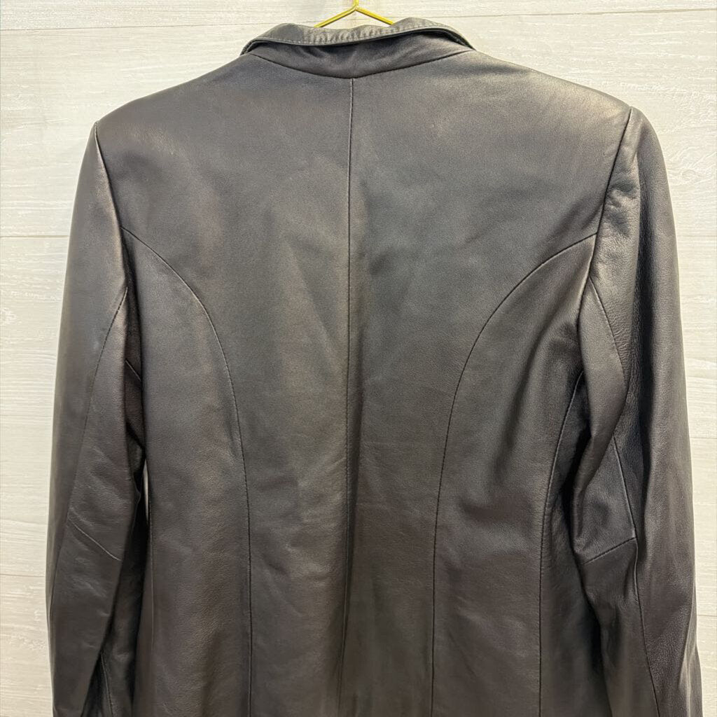 Daria Black Leather Zip Up Jacket 46